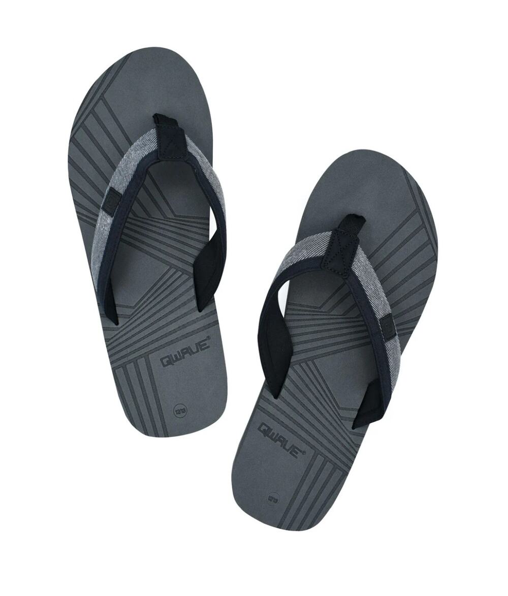 Men's Grey Heathered Strap Geometric Etched Footbed Sport Flip Flops Size 10.5